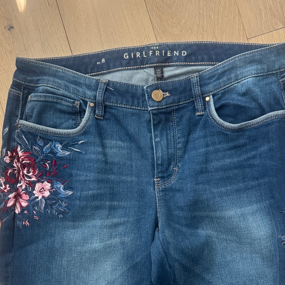 GreenTea Dark Blue Floral Women Boyfriend Jeans